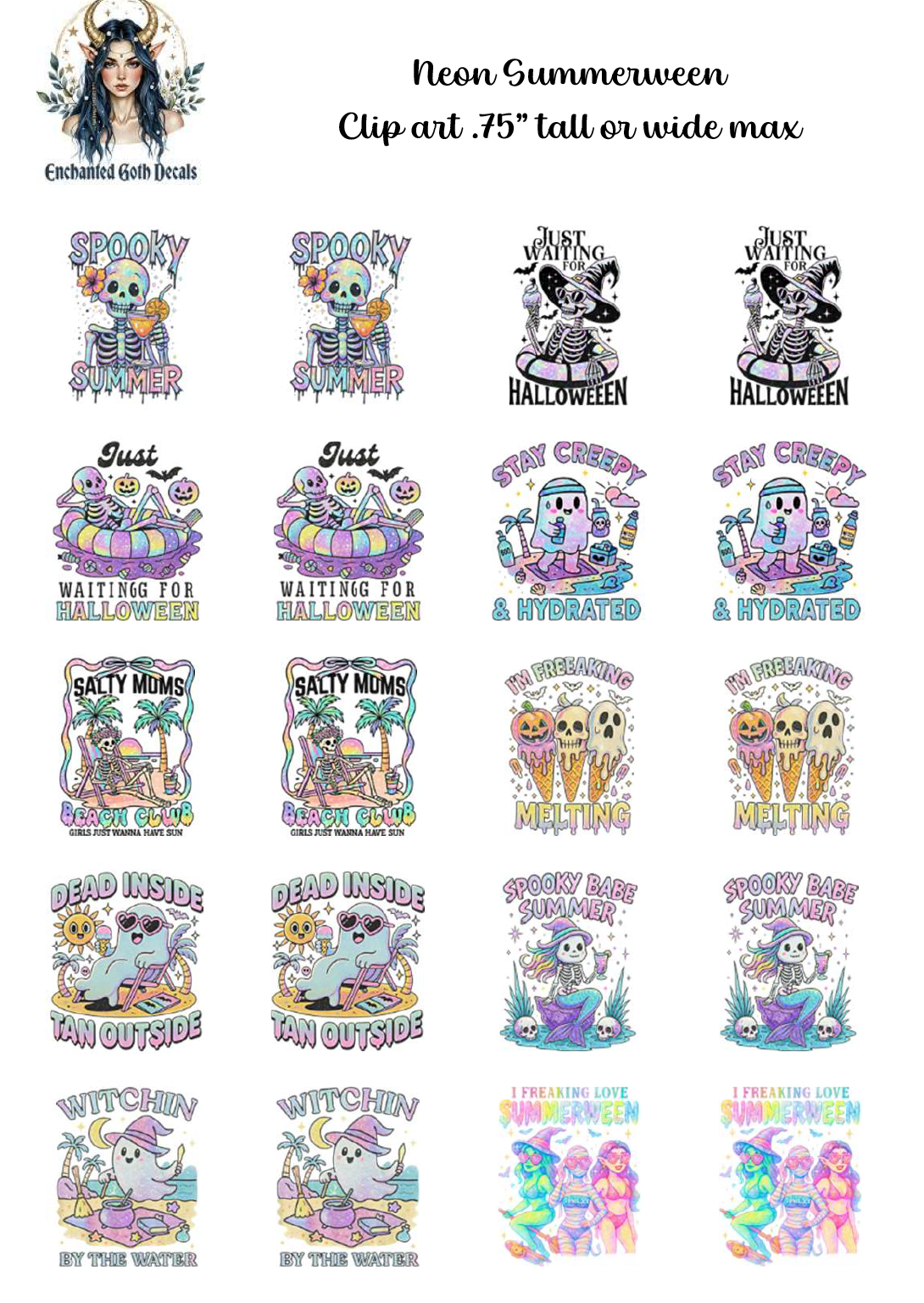 Neon Summerween - Clipart