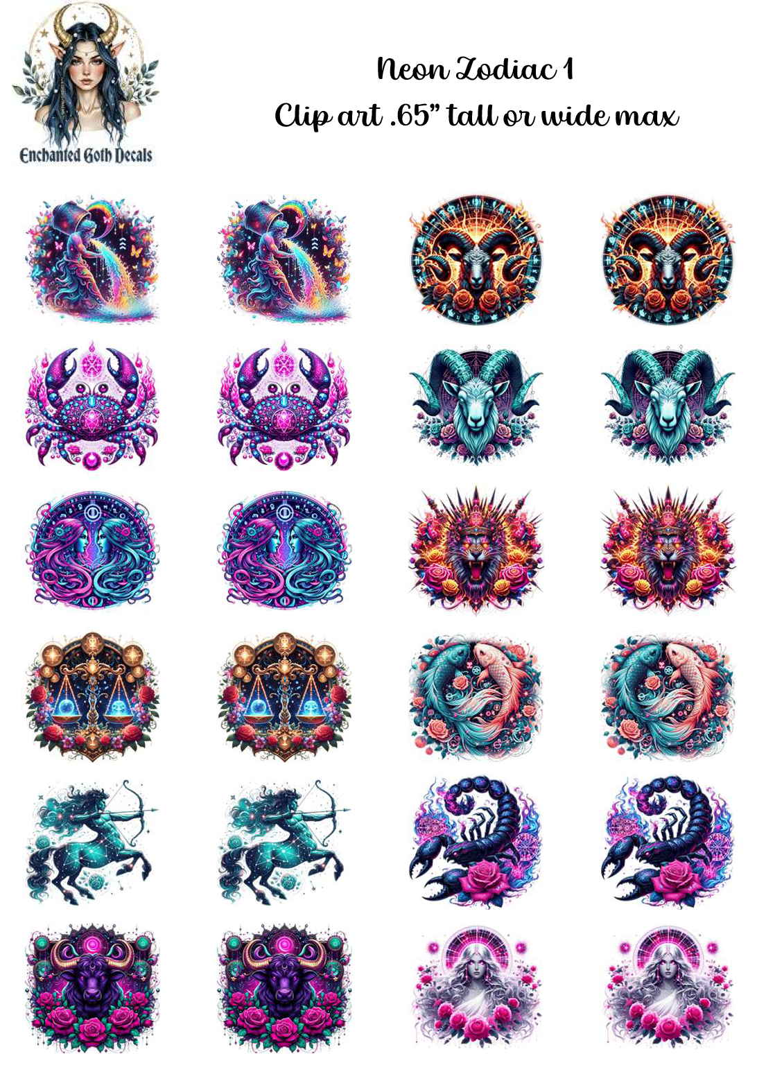 Neon Zodiac 1 - Clipart