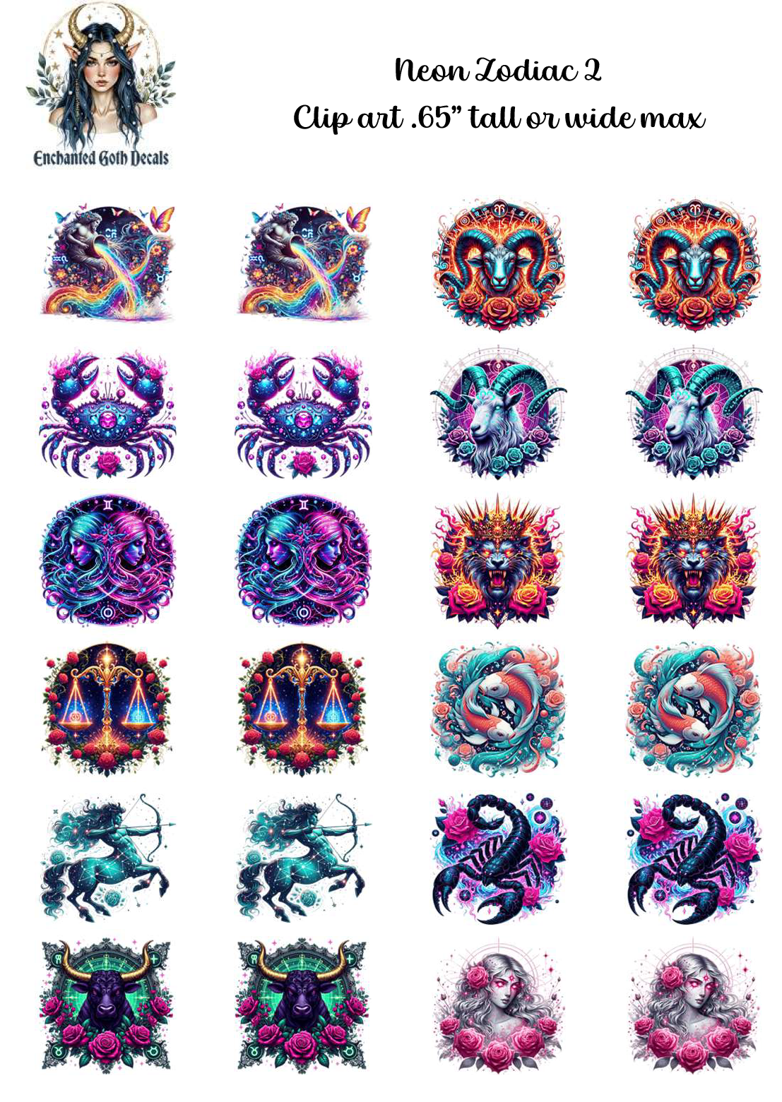 Neon Zodiac 2 - Clipart