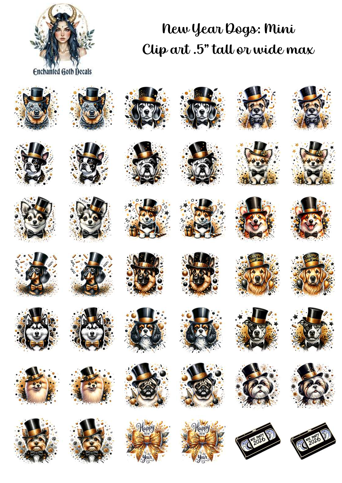 New Year Dogs - Clipart Mini