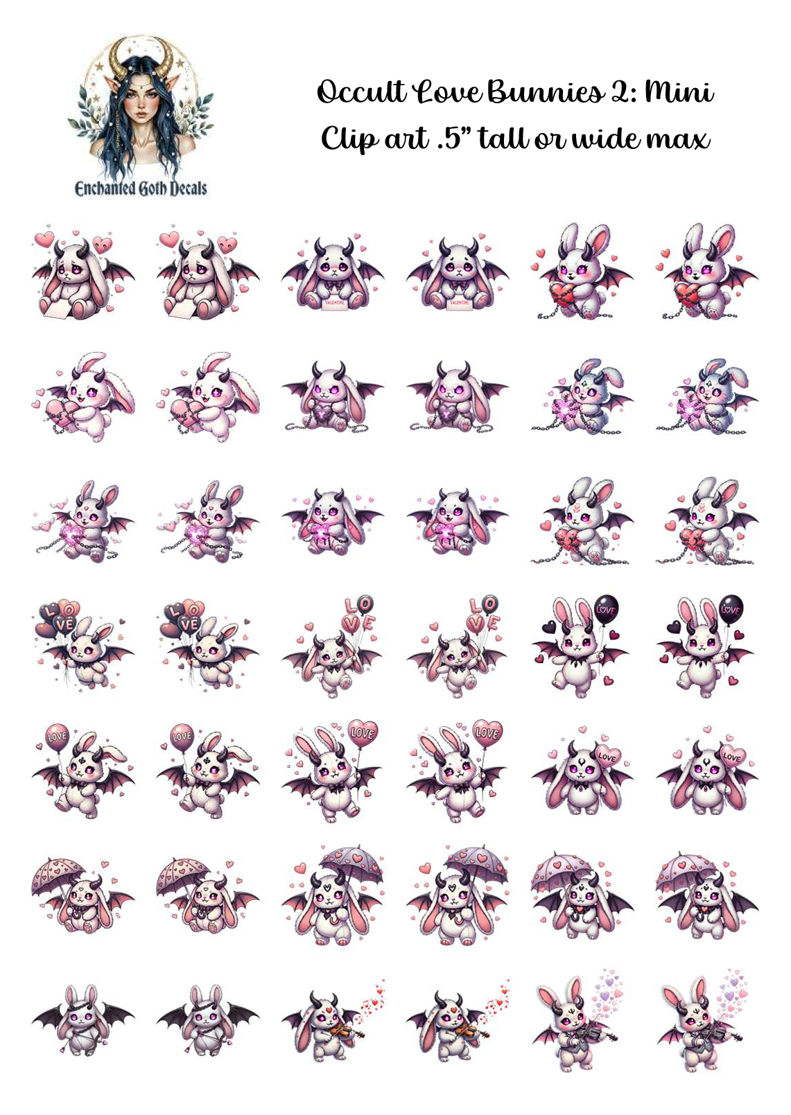 Occult Love Bunnies 2 - Clipart Mini