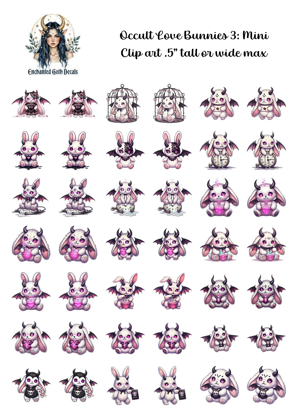 Occult Love Bunnies 3 - Clipart Mini