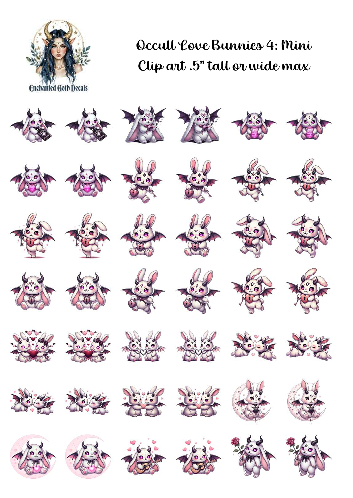 Occult Love Bunnies 4 - Clipart Mini