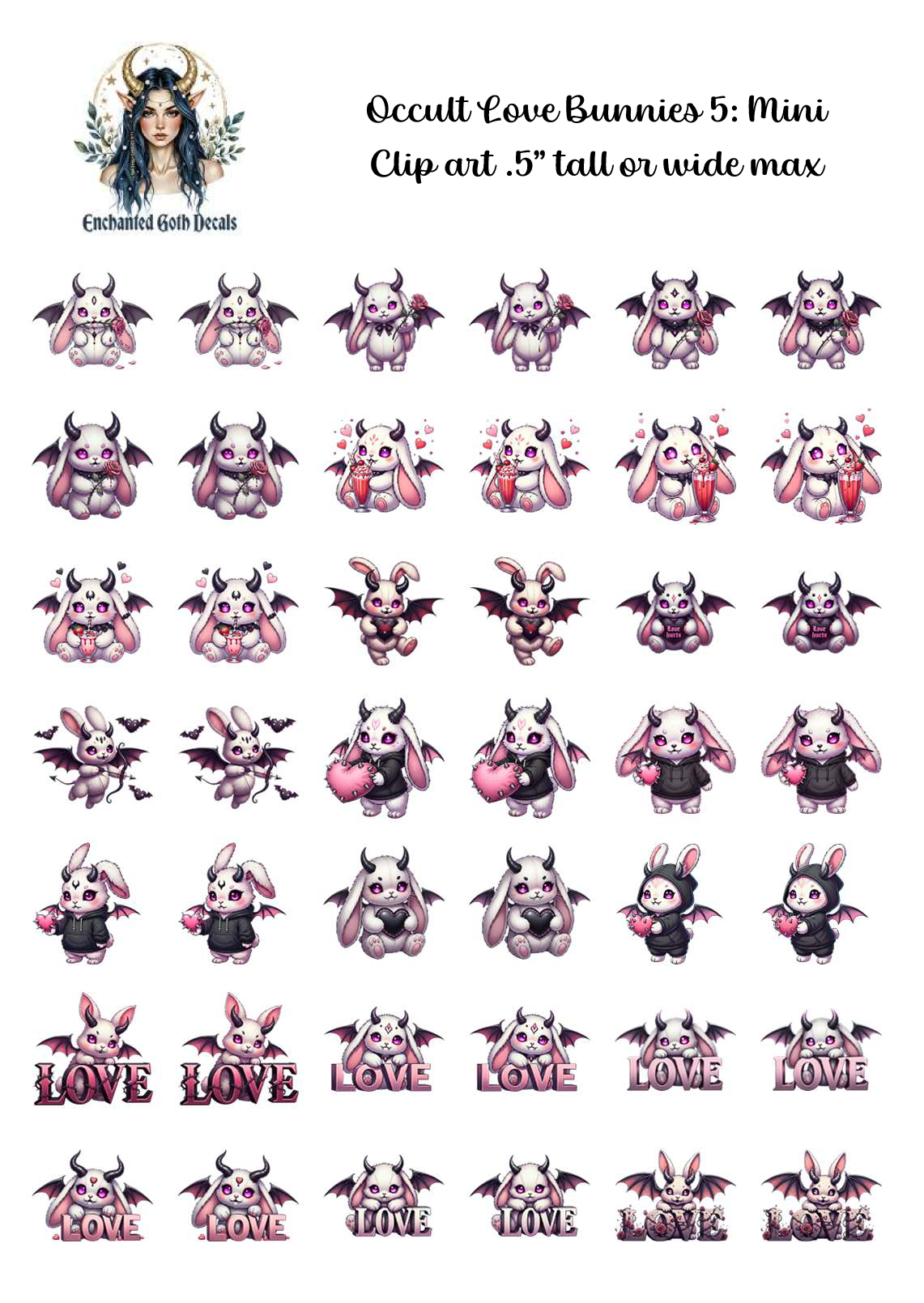 Occult Love Bunnies 5 - Clipart Mini