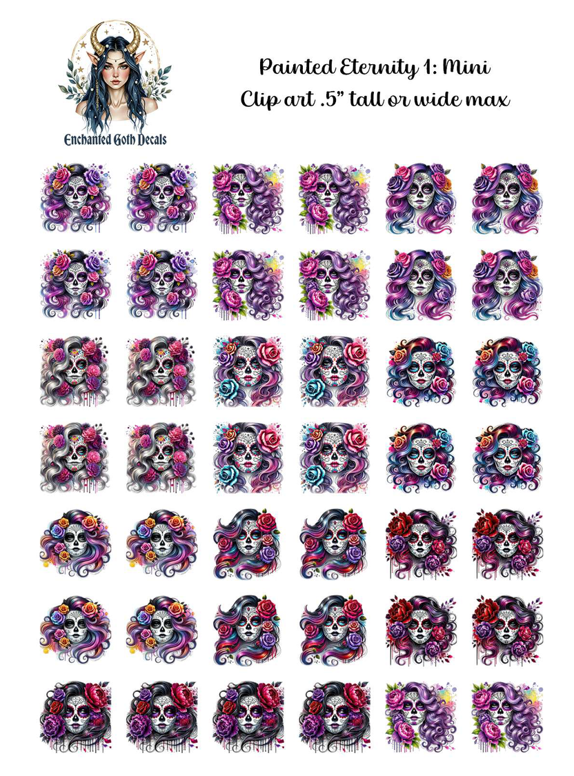 Limited Use Stickers Painted Eternity 1 - Clipart Mini – Enchanted Goth Decals
