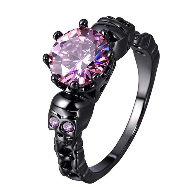 Pink Gothic Skull Ring