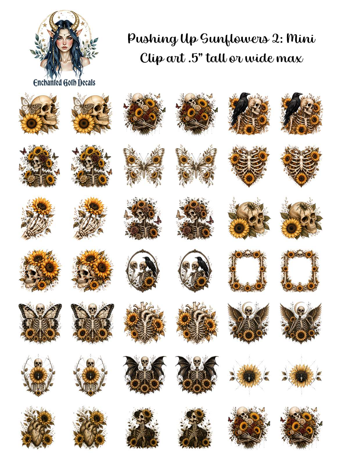 Pushing Up Sunflowers 2 - Clipart Mini