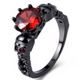 Red Gothic Skull Ring