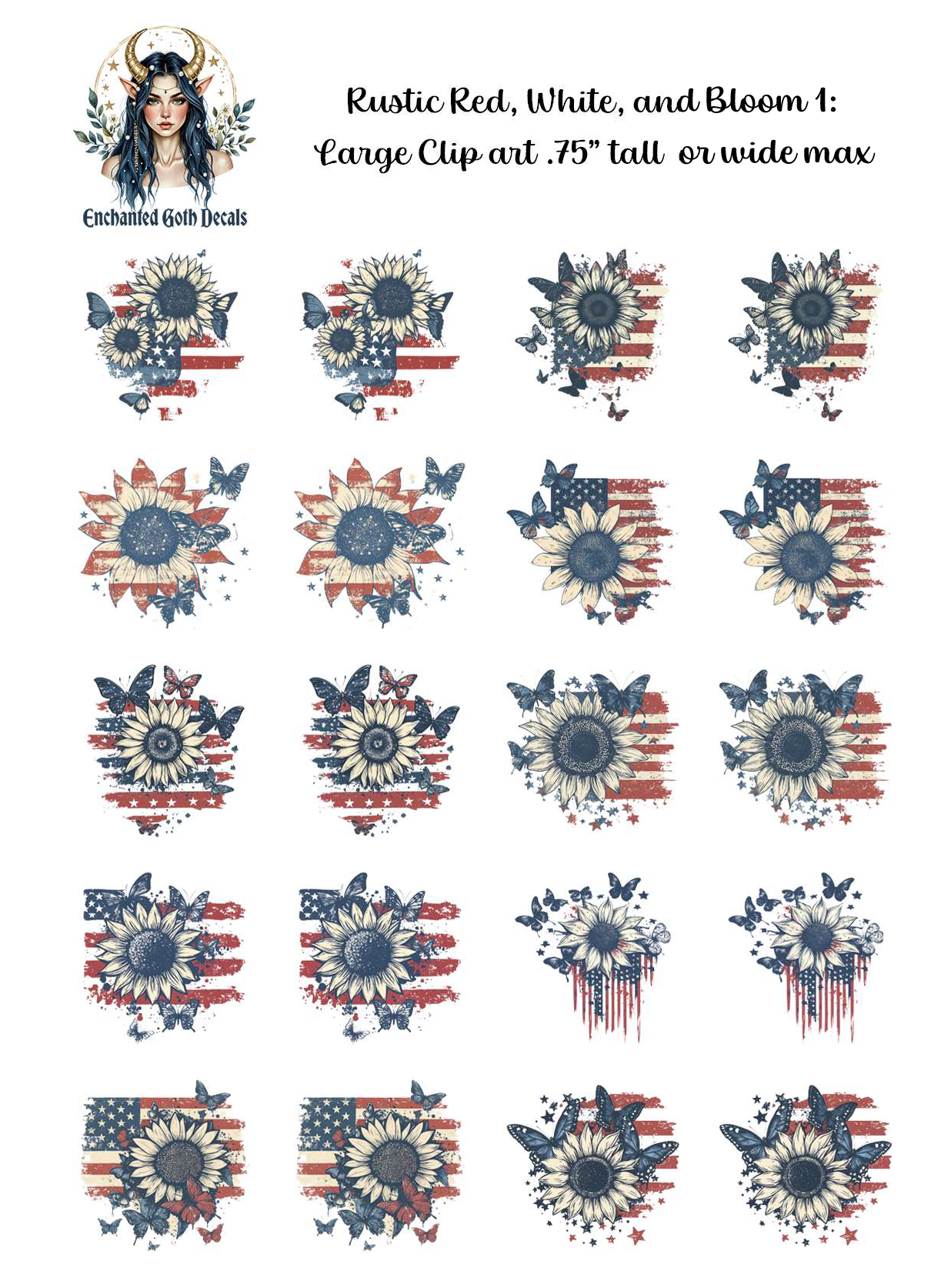 Rustic Red, White, and Bloom 1 - Clipart