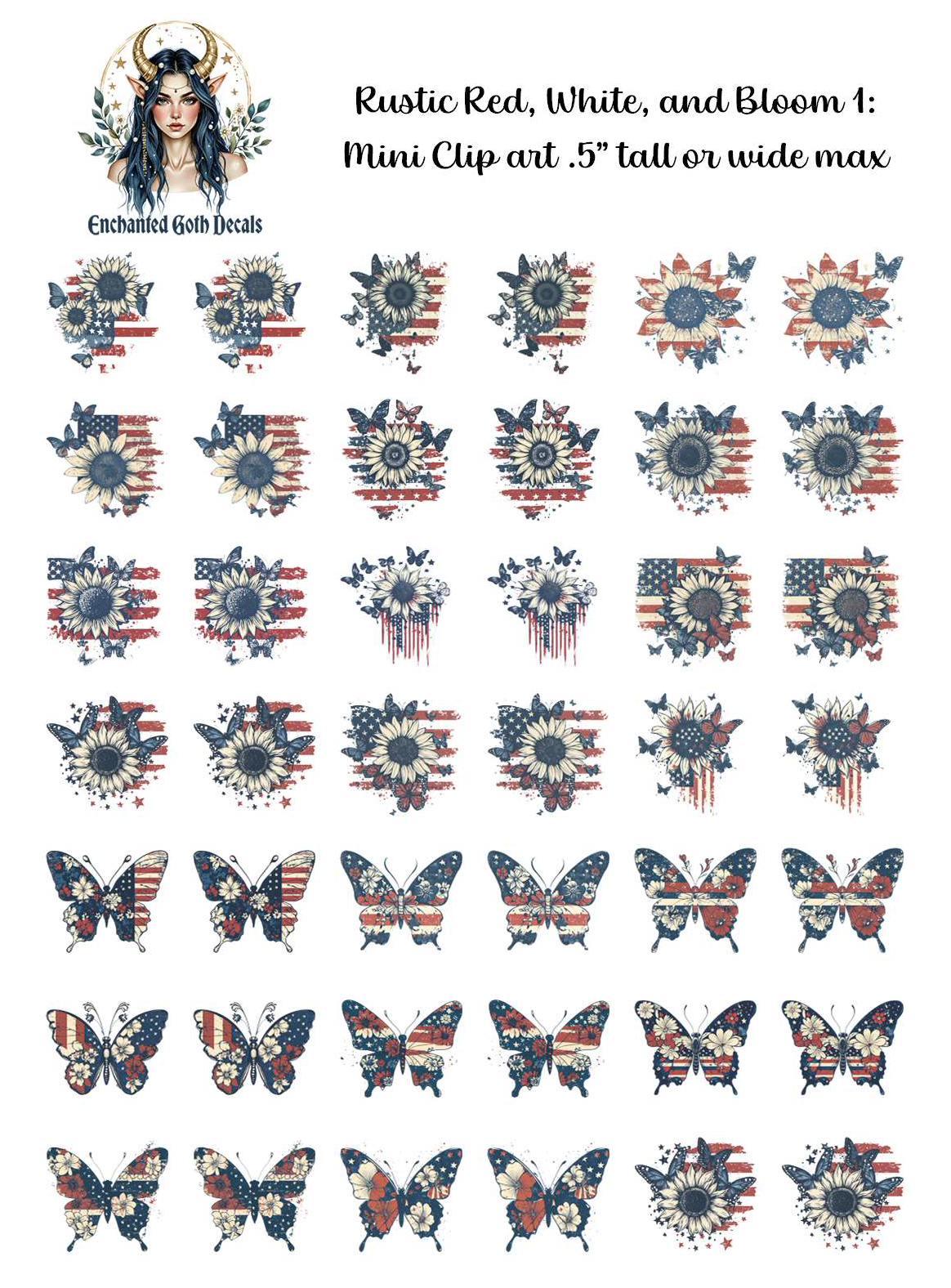 Rustic Red, White, and Bloom 1 - Clipart Mini