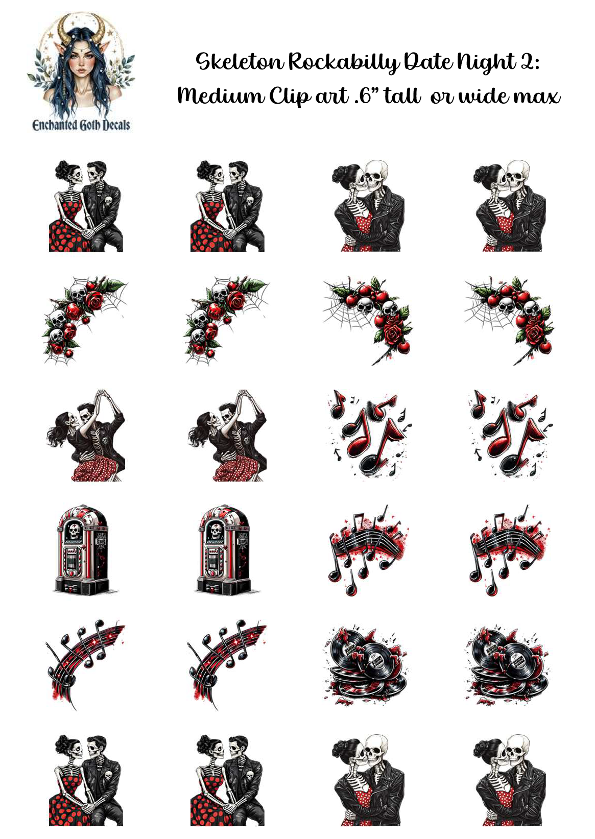 Skeleton Rockabilly Date Night 2 - Clipart