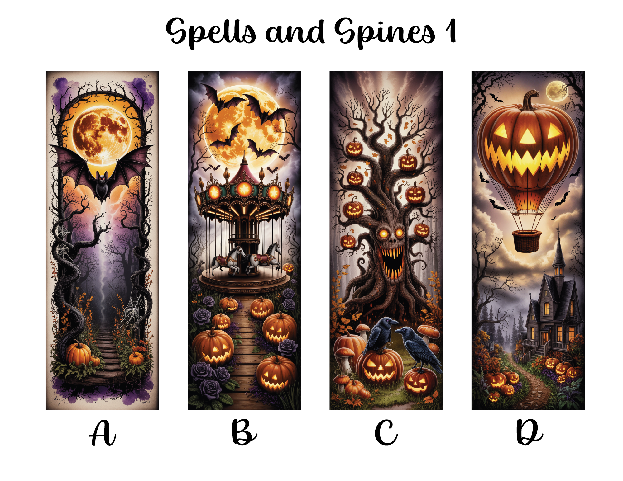 Spells and Spines Bookmarks: Sheet 1