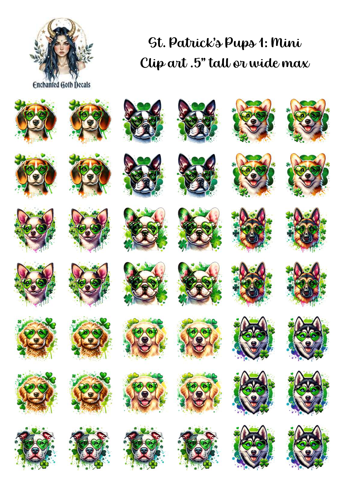 St. Patrick's Pups 1 - Clipart Mini