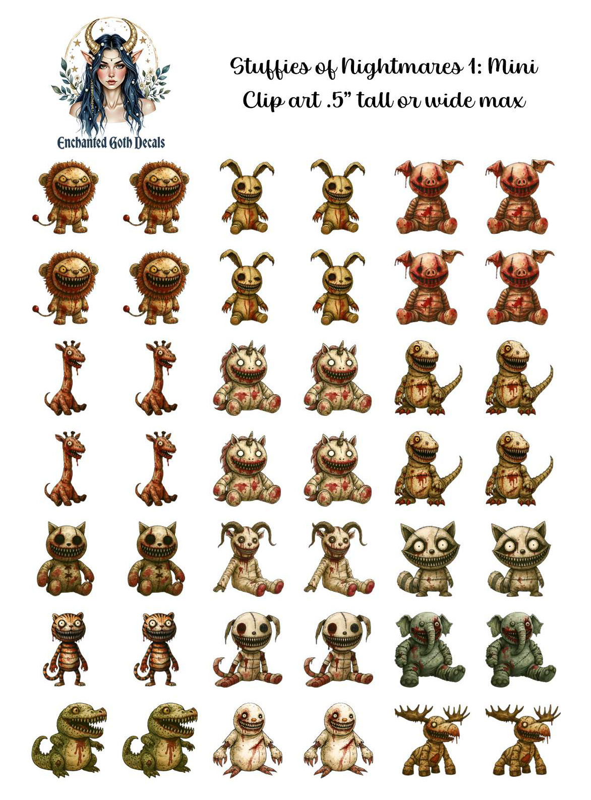 Stuffies of Nightmares 1 - Clipart Mini