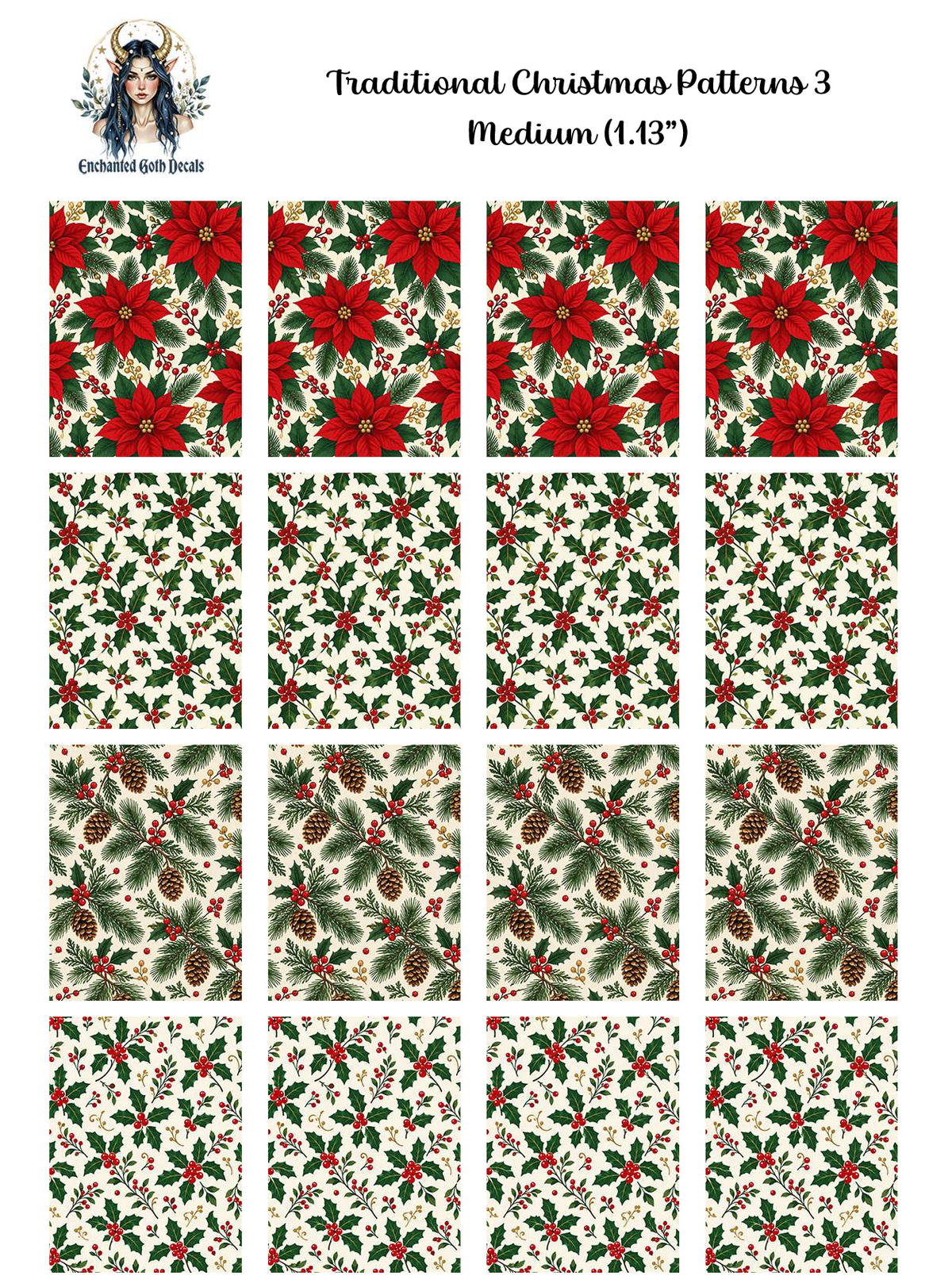 Traditional Christmas Patterns 3 – Enchanted Goth Decals