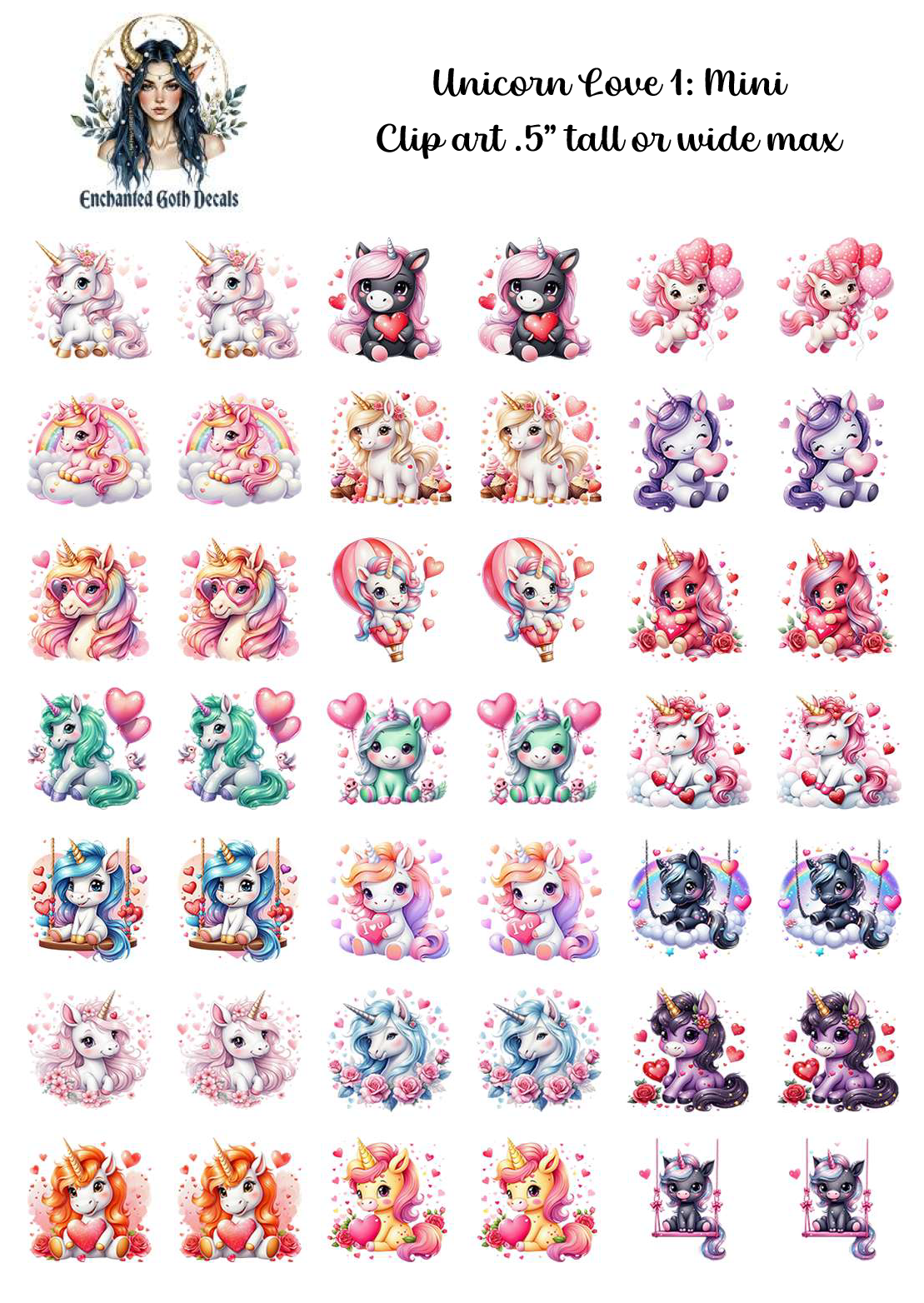 Unicorn Love 1 - Clipart Mini