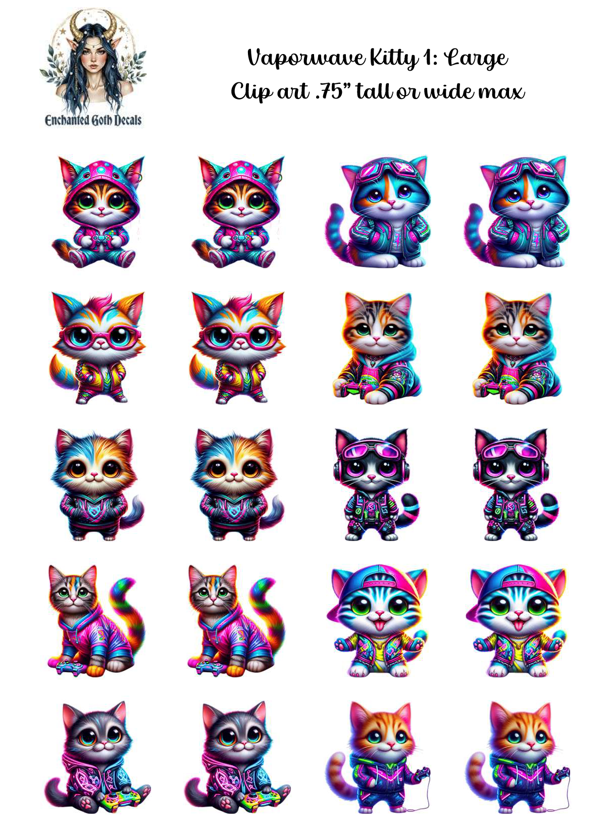 Vaporwave Kitty 1 - Clipart