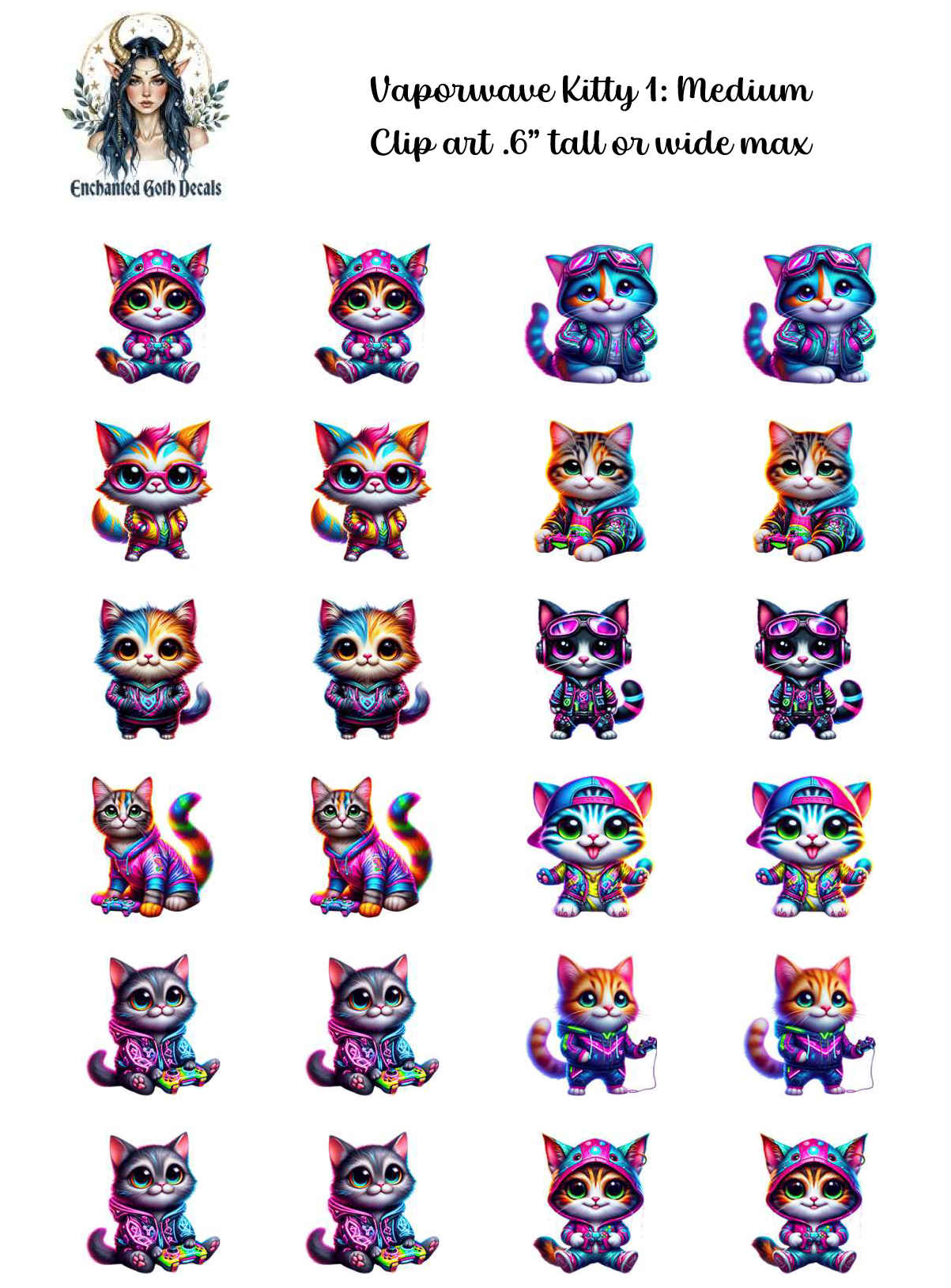 Vaporwave Kitty 1 - Clipart