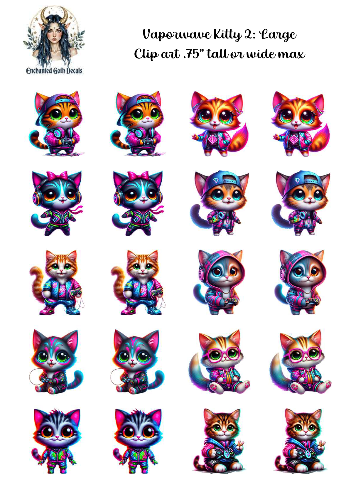 Vaporwave Kitty 2 - Clipart