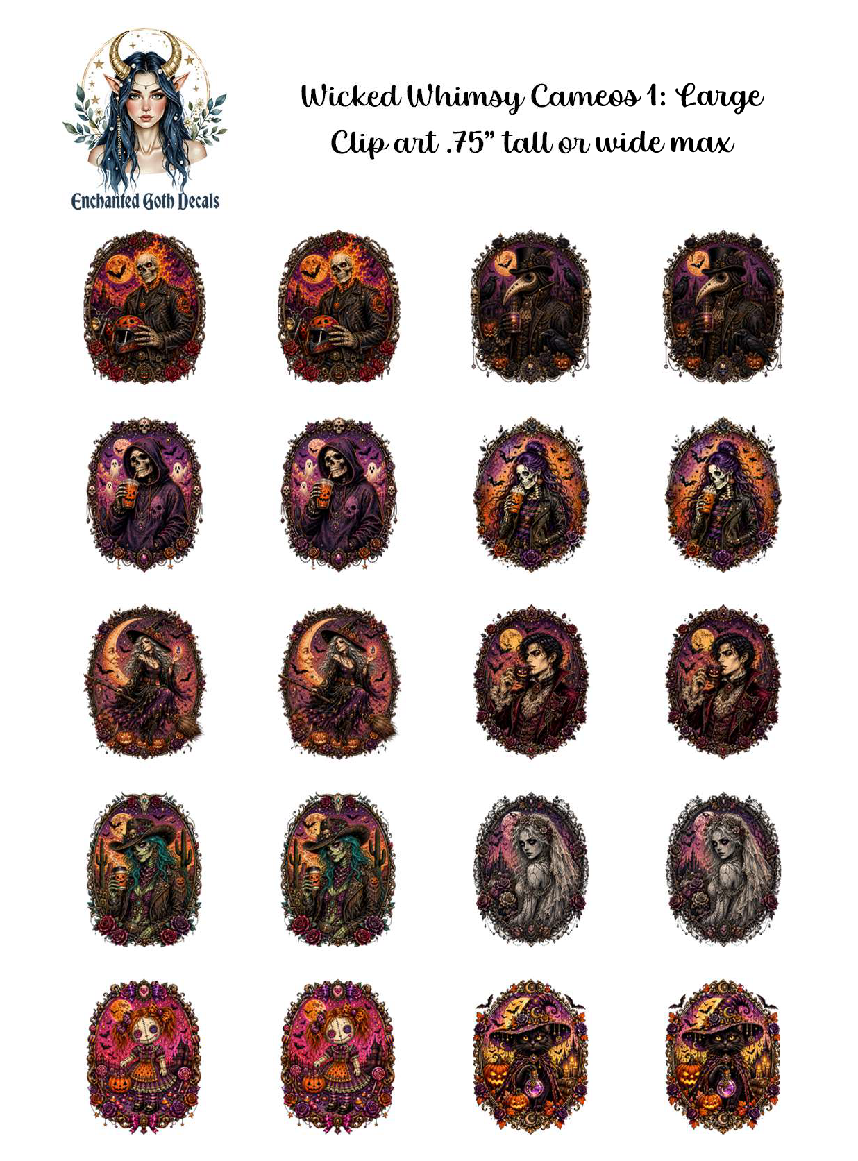 Wicked Whimsy Cameos 1 - Clipart