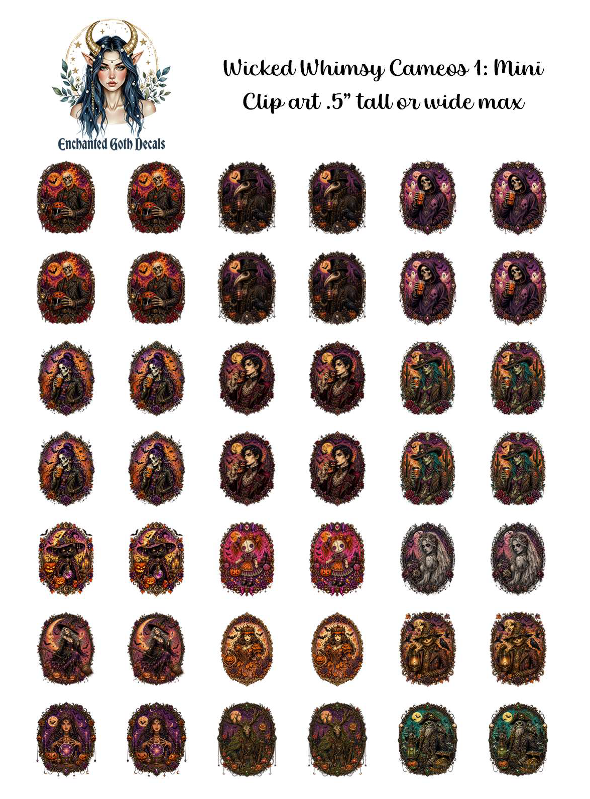 Wicked Whimsy Cameos 1 - Clipart Mini