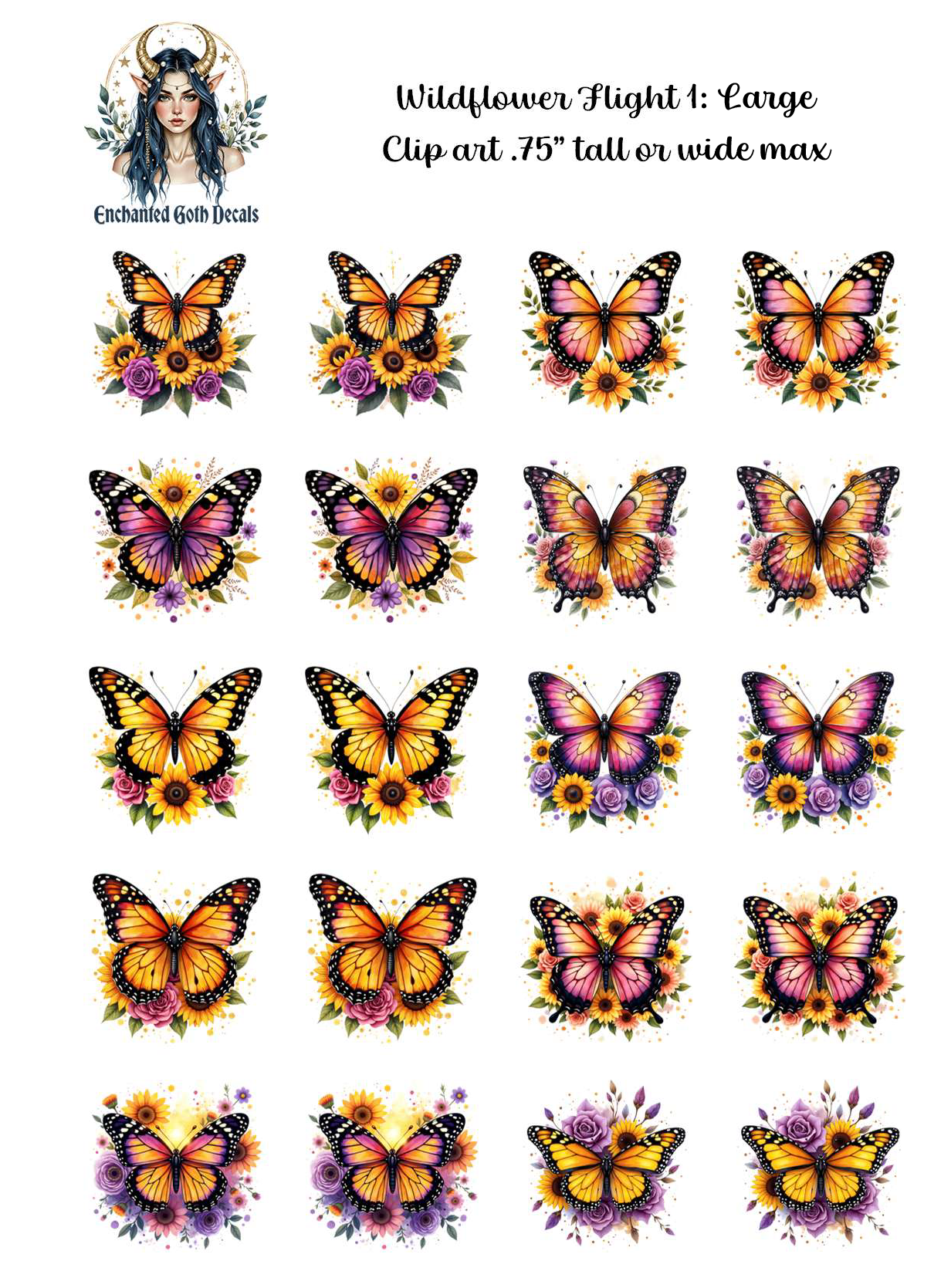 Wildflower Flight 1 - Clipart