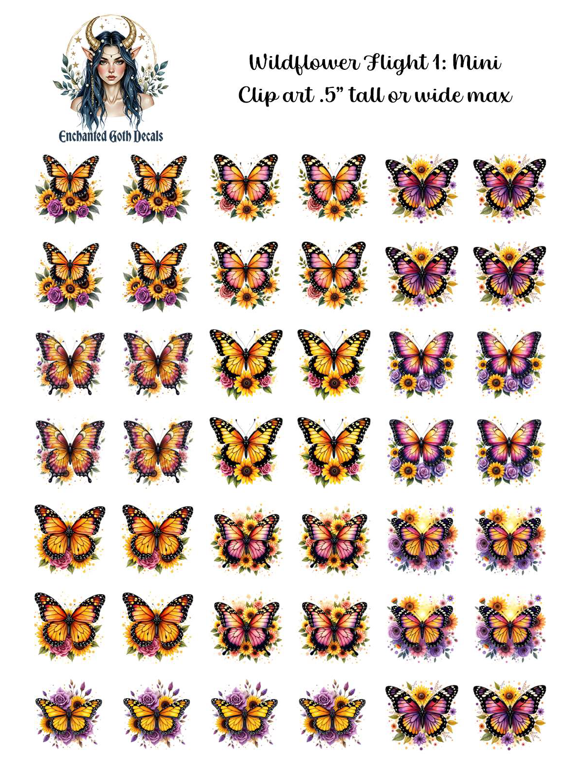 Wildflower Flight 1 - Clipart Mini