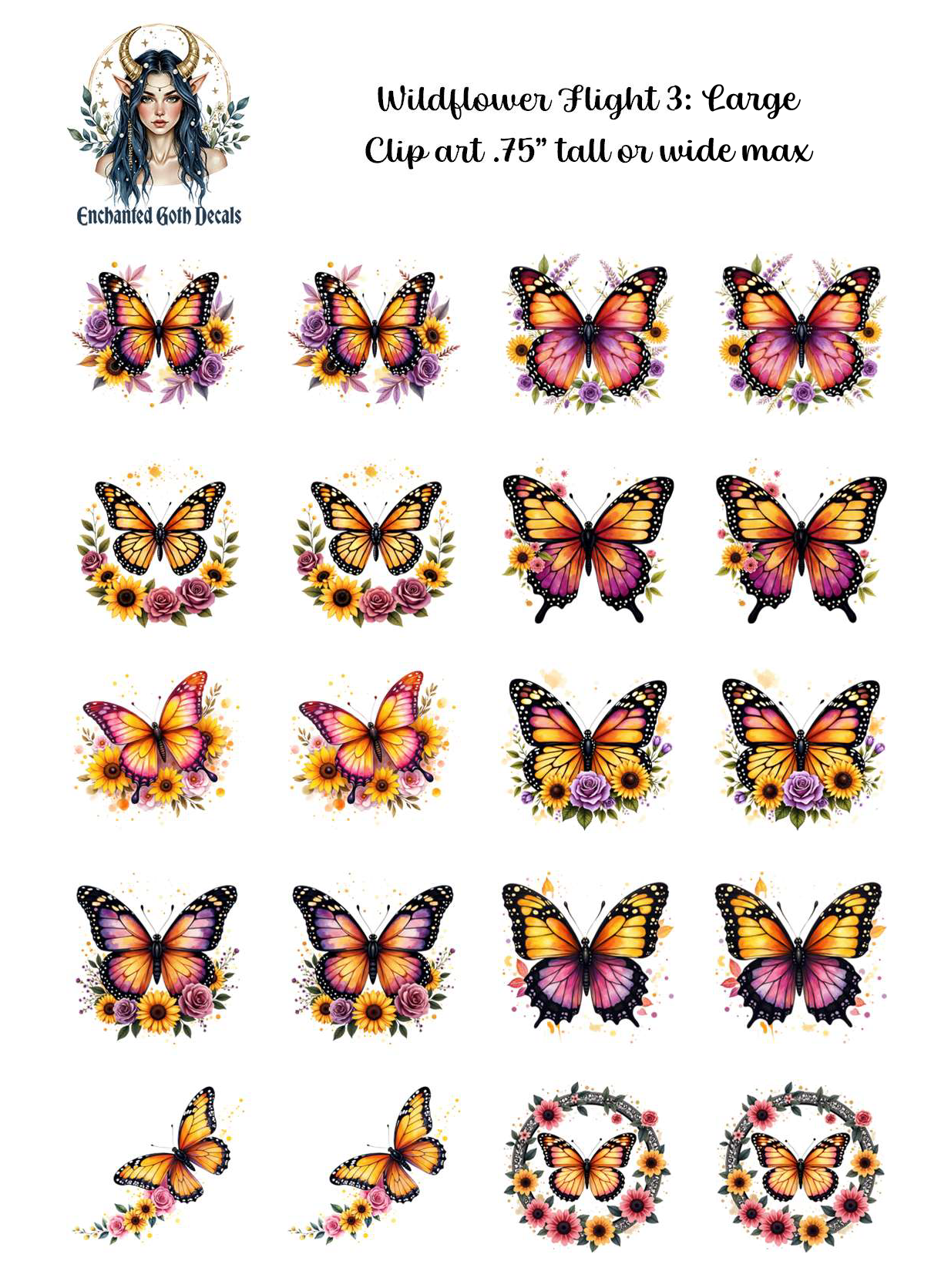Wildflower Flight 3 - Clipart